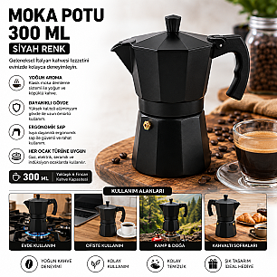 MOKA POTU 300 ML SİYAH RENK - 2