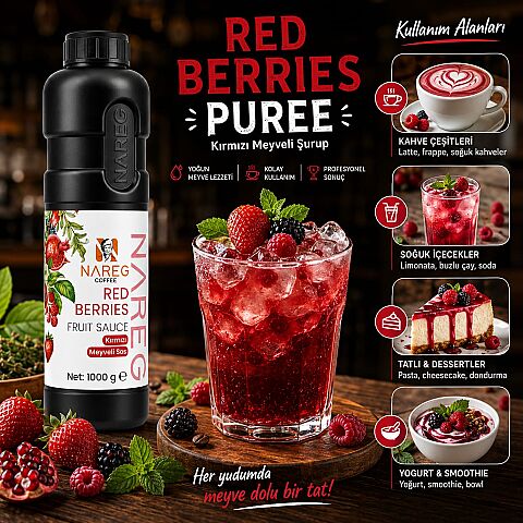 NAREG PÜRE MEYVE ŞURUBU KIRMIZI MEYVELER 750 ML - 2