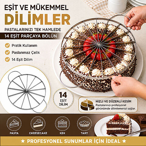 PASLANMAZ PASTA DİLİMLEYİCİ 14 DİLİM - 2