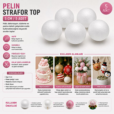 PELİN STRAFOR TOP 5 CM 5 ADET - 2