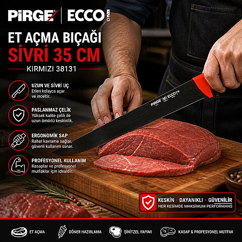 PİRGE ECCO ET AÇMA BIÇAĞI SİVRİ 35 CM KIRMIZI 38131 - 2