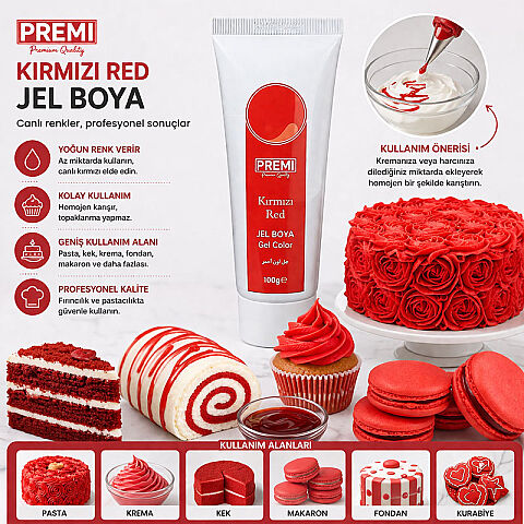 PREMI JEL TÜP BOYA KIRMIZI 100 GR - 2
