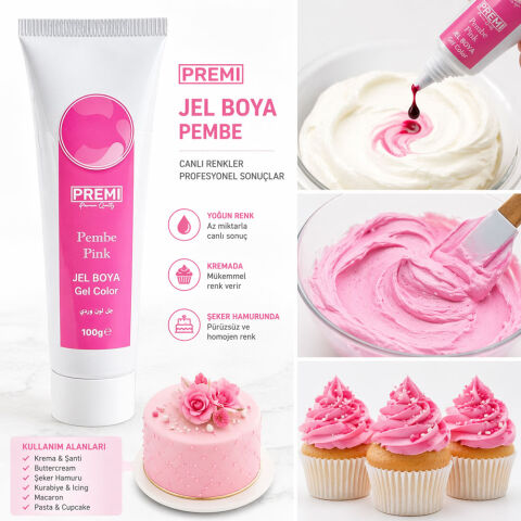 PREMI JEL TÜP BOYA PEMBE 100 GR - 2
