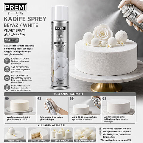PREMI KADİFE SPREY BEYAZ 250 ML - 2