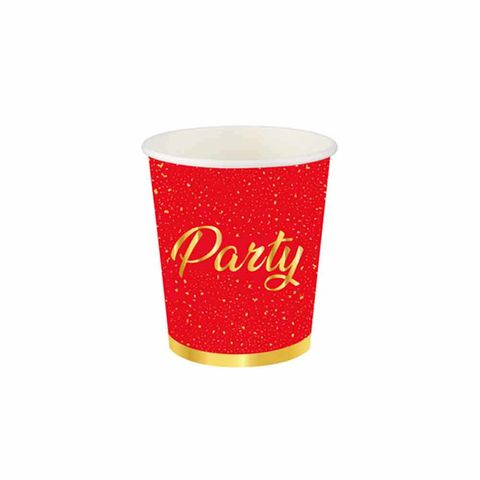 ROLL UP KARTON BARDAK PARTİ ZAMANI KIRMIZI 8Lİ