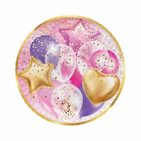 ROLL UP KARTON TABAK UÇAN BALONLAR PEMBE 23CM 8 Lİ