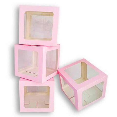 ŞEFFAF KUTU PEMBE 25 CM