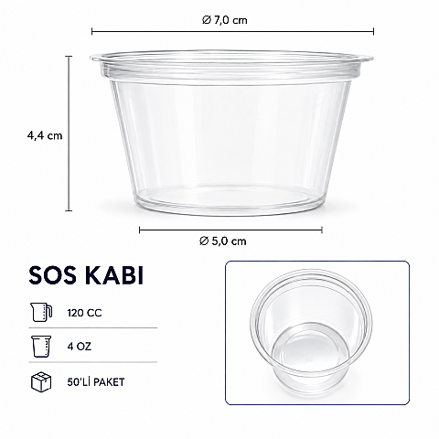 SOS KABI120 CC KOLİ 500'LÜ PAKET 50'Lİ 4 OZ - 1