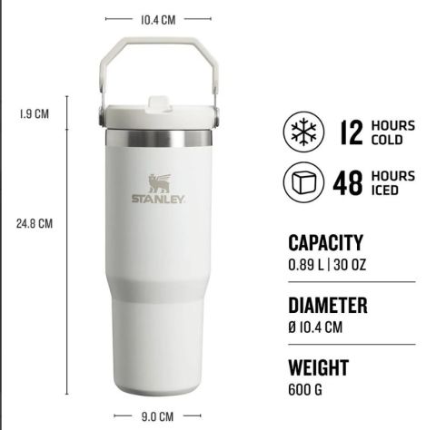 STANLEY ICEFLOW FLOP STRAW TUMBLER 30OZ/0,89 LT FROST
