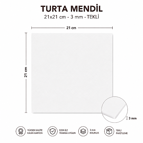 TURTA MENDİL 21*21 3 MM TEKLİ - 1