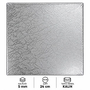TURTA MENDİLİ 5 MM KALIN KARE 24*24 CM 3 LÜ (ALTIN-BEYAZ-GÜMÜŞ) - 5
