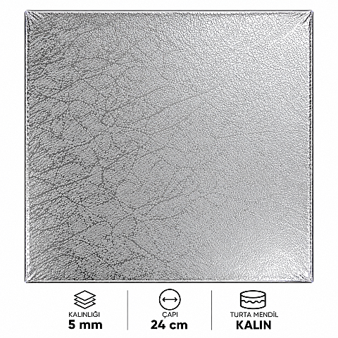 TURTA MENDİLİ 5 MM KALIN KARE 24*24 CM 3 LÜ (ALTIN-BEYAZ-GÜMÜŞ) - 5
