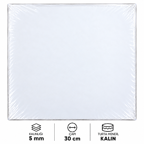 TURTA MENDİLİ 5 MM KALIN KARE 30*30 CM 3 LÜ (ALTIN-BEYAZ-GÜMÜŞ) - 3