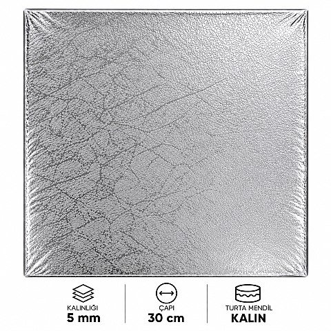 TURTA MENDİLİ 5 MM KALIN KARE 30*30 CM 3 LÜ (ALTIN-BEYAZ-GÜMÜŞ) - 5