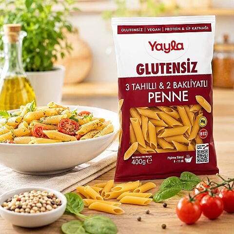 YAYLA GLUTENSİZ 3 TAHIL 2 BAKLİYAT PENNE MAKARNA 400 GR - 2