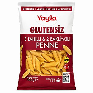 YAYLA GLUTENSİZ 3 TAHIL 2 BAKLİYAT PENNE MAKARNA 400 GR - YAYLA