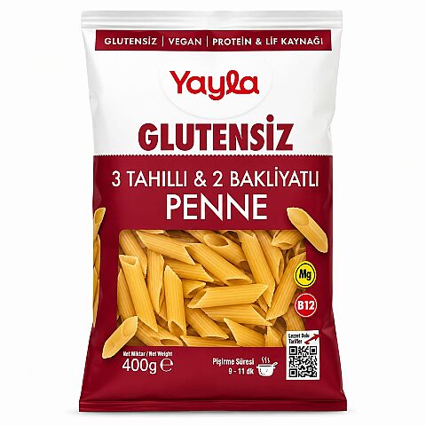 YAYLA GLUTENSİZ 3 TAHIL 2 BAKLİYAT PENNE MAKARNA 400 GR - 1
