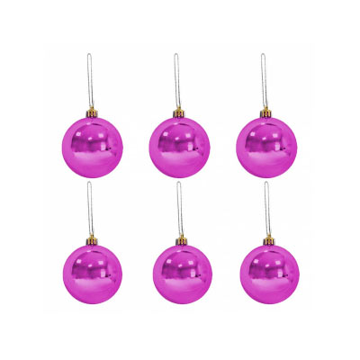 YB' 4CM FUŞYA AĞAÇ SÜSLEME TOPLARI 6 LI - 1