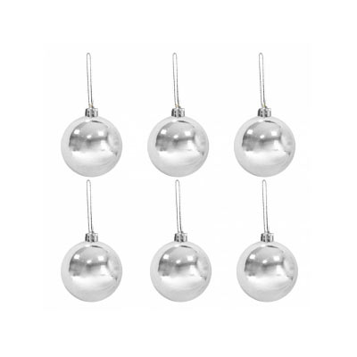 YB' 4CM GÜMÜŞ AĞAÇ SÜSLEME TOPLARI 6 LI - 1