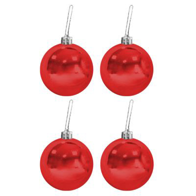 YB' 8CM KIRMIZI AĞAÇ SÜSLEME TOPLARI 4'LÜ - 1
