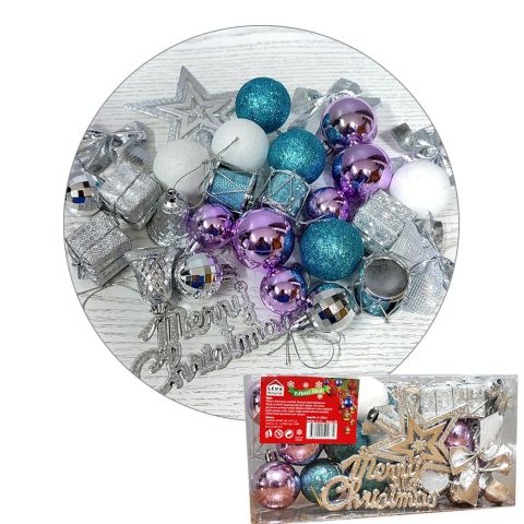 YB' AĞAÇ SÜSLEME SETİ 29 PARÇA GÜMÜŞ LV200063 - 1