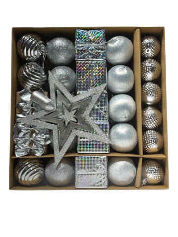 YB' AĞAÇ SÜSLEME SETİ 29 PARÇA GÜMÜŞ LV200063 - 1