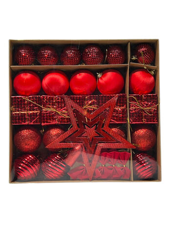 YB AĞAÇ SÜSLEME SETİ 29 PARÇA KIRMIZI - 1