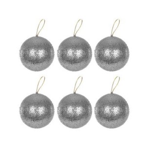 YB GÜMÜŞ SİMLİ STRAFOR TOP AĞAÇ SÜSÜ 6'LI 3 CM - KİKAJOY