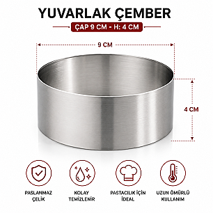 YUVARLAK ÇEMBER ÇAP 9 CM H:4 CM - 