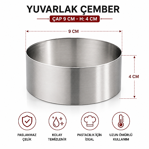 YUVARLAK ÇEMBER ÇAP 9 CM H:4 CM - 1